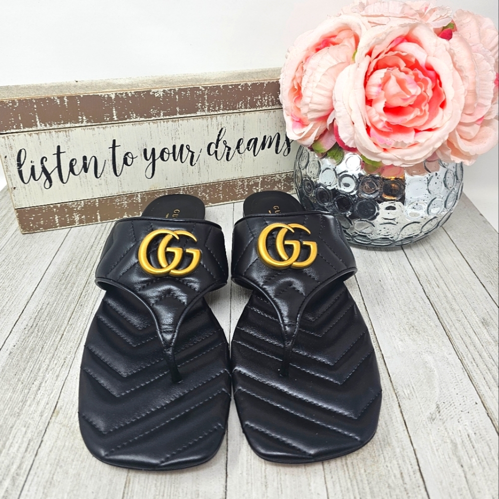 Gucci Mamont GG Quilted Leather Sandals